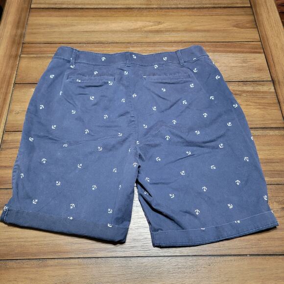 Croft & Barrow Navy Stretch Shorts w/ Embroidered Anchors - Size 12 - Picture 2 of 3